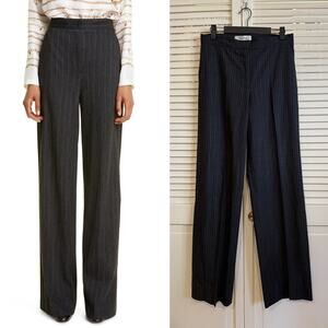 Maxmara Grey Pinstripe Woolmark Wool Trousers